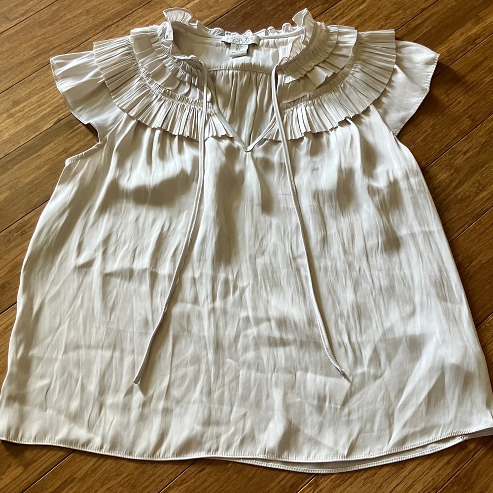 Rachel Zoe Cream Ruffled Blouse with Romantic Details